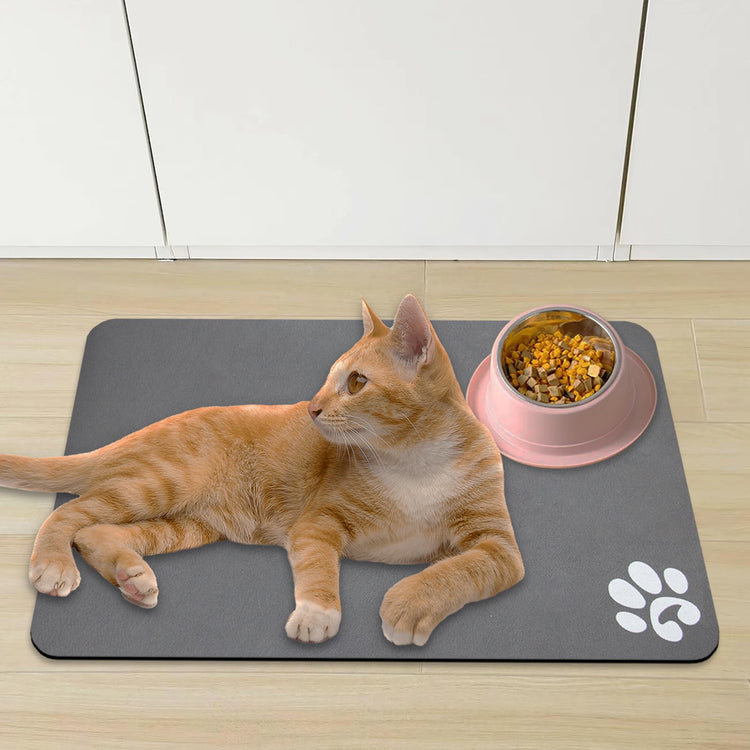 YCT Cat Pet Food Mat - Non-Slip Bottom Absorbent Quick Dry Feeding Mat for Dogs and Cats - Pet Supplies, 11.8"x18.1" Beige