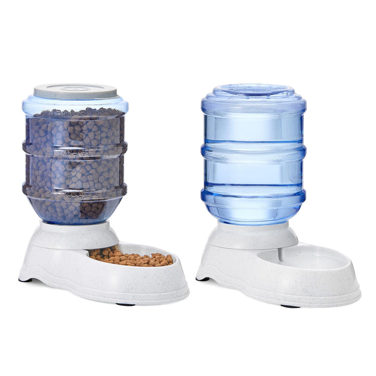 Amazon Basics Gravity Pet Food Feeder for Dogs and Cats, Easy to Clean, Easy to Fill, Removable Lid, 6-Pound Capacity, Small, Gray