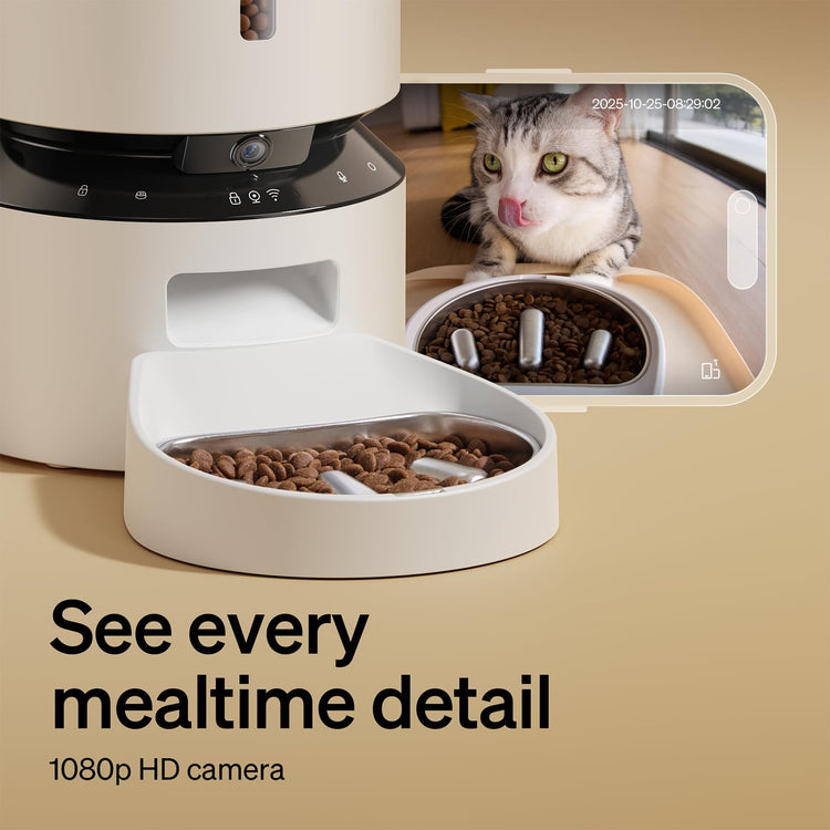 PETLIBRO Automatic Cat Feeder, 5G WiFi Automatic Pet Feeder with Freshness Preservation, 3L Timed Cat Feeders for Dry Food, Up to 48 Portions 10 Meals Per Day, Granary Pet Feeder for Cat/Dog, White