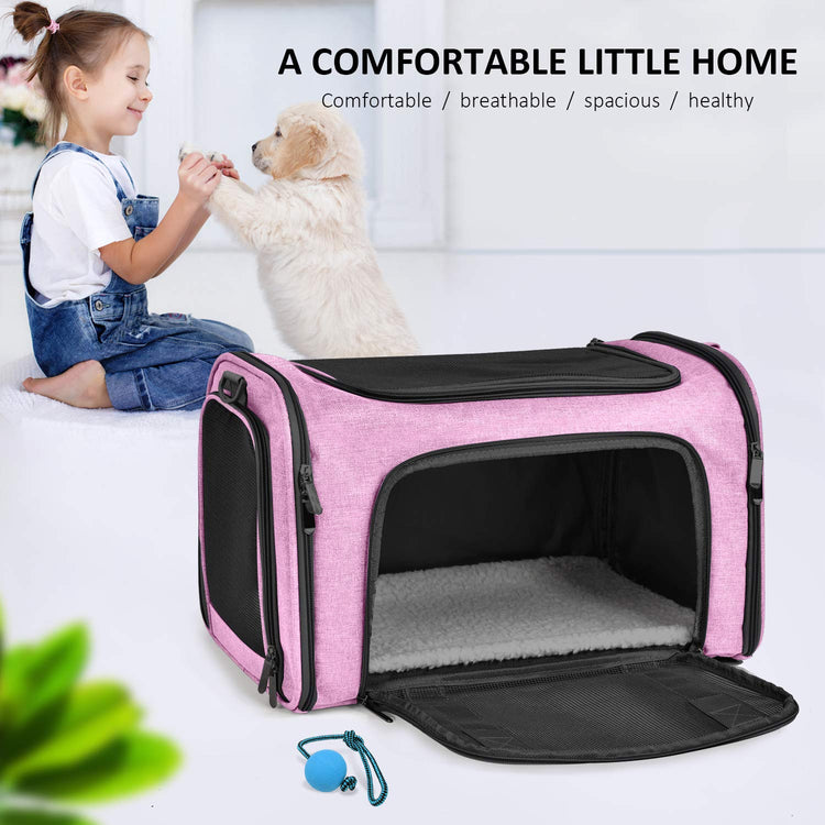 Henkelion Cat Carriers Dog Carrier Pet Carrier For Small / Medium Cats Dogs Puppies (Up To 15lbs), TSA Airline Approved Small Dog Carrier Soft Sided, Collapsible Waterproof Travel Puppy Carrier - Grey