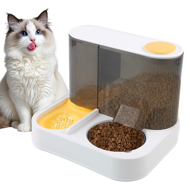 2 in 1 Automatic Cat Feeder & Water Dispenser,Gravity Pet Feeder Stainless Steel Food Water Bowl All-in-One Large Capacity Self Feeding for Cats Dogs Small Medium Pets(Green)