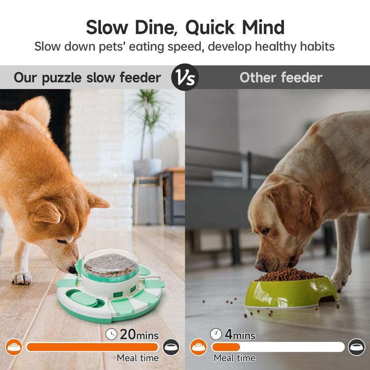 Potaroma Dog Puzzle Toy 2 Levels, Slow Feeder, Pup Food Treat Feeding Dispenser for IQ Training and Entertainment for All Breeds 4.2 Inch Height