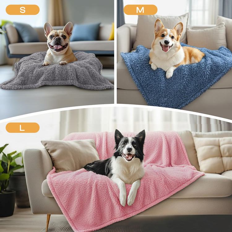 1 Pack 3 Calming Blankets Fluffy Premium Fleece Pet Blanket Soft Sherpa Throw for Dog Puppy Cat Beige Small (23" x16'')