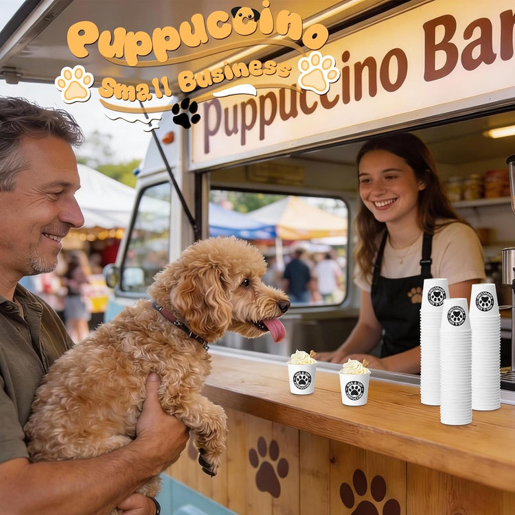Yungyan 100 Pcs 3 oz Tiny Pup Cups for Dogs Mini Cups for Cream Mini Dog Paw Disposable Paper Container for Cafe Bar Pet Treat Feeding Pet Theme Party Supplies