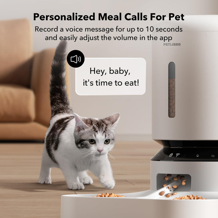 PETLIBRO Automatic Cat Feeder, Automatic Dog Food Dispenser with Freshness Preservation, 5L Timed Pet Feeders for Dry Food, Up to 6 Meals Per Day, Granary 5L Basic Button Type White