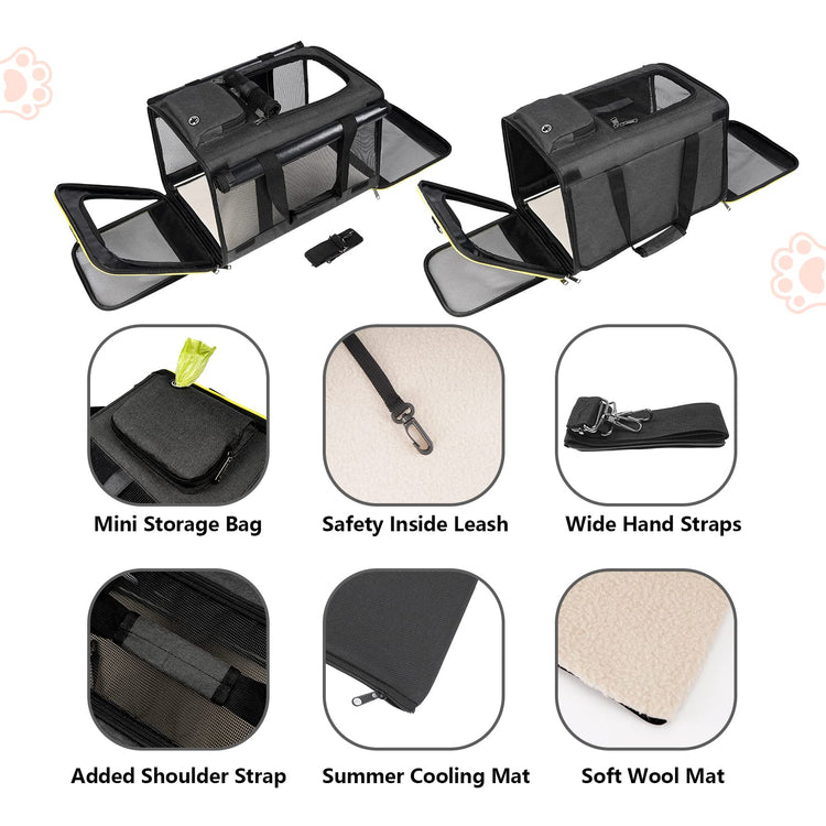 GAPZER Pet Carrier for Large Cats, Soft-Sided Cat Carrier for Medium Big Cats and Puppy up to 20lbs, Washable Dog Carrier Privacy Protection for Home Outdoor Travel