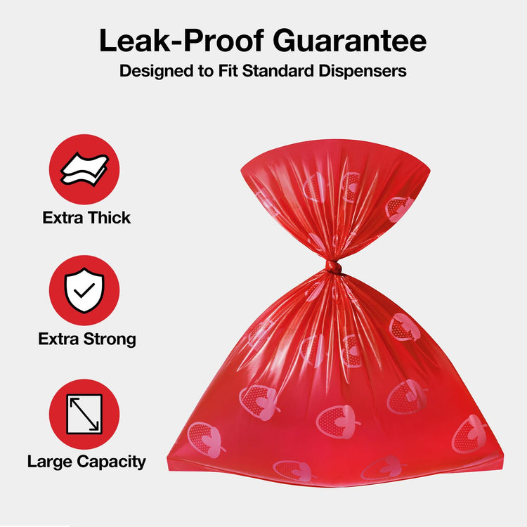 VETRESKA Dog Poop Bag Dispenser with Cherry Blossom Scented Poop Bags, Leak Proof and Extra Thick Pet Waste Bags, 1 Poop Bag Holder and 105 Bags for Dog Walking and Cats Litter, Pink