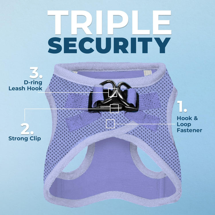 Best Pet Supplies - All Weather Mesh / Plush, Reflective, No Pull Harness for Small, Medium Dogs, Cats - Secure with Hook & Loop Fastener, Buckle, Double D-Rings - Baby Blue/Black Trim, XL