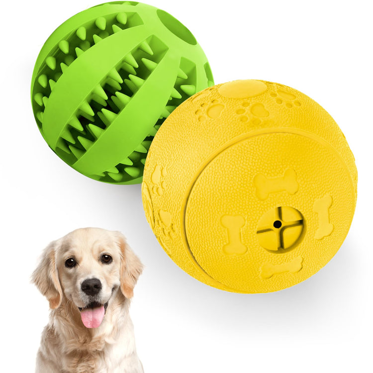 HIPPIH Dog Puzzle Toy 2 Pack, Interactive Dog Toys for Treat Dispensing, Durable Puppy Toys for Teething, Dog Treat Ball for Teeth/Slow Feeder/IQ Training/Playing, Blue-2.75‘’, Green-3.14‘’