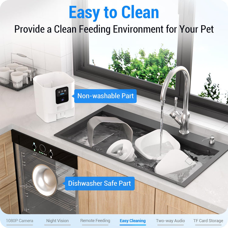 Frienhund Automatic Cat Feeder 2 Cats with Slow Feed: Dual Automatic Dog Feeder with 5G WiFi, Cat Food Dispenser with APP Control for Multiple Pets, Detachable for Easy Clean, Double Pet Bowl - 29 Cup