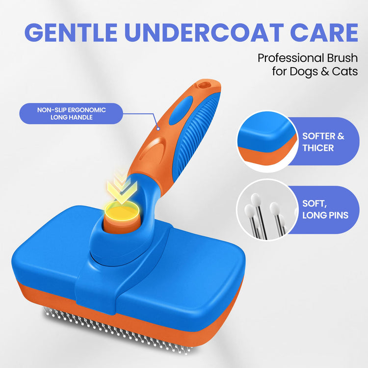 Self Cleaning Shedding Brush - 5-in-1 Professional Pet Grooming Kit Skin Friendly Grooming Tool for Dogs, Cats, and Puppies, Deshedding and Hair Removal for Long and Short Haired Pets, Blue