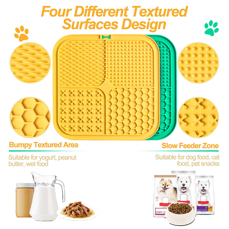 LUKITO Lick Mat for Dogs & Cats 2 Pack with Suction Cups, Dog Lick Mat for Anxiety Relief, Dog Toys to Keep Them Busy, Peanut Butter Licking Pad for Boredom Reducer, Perfect for Bathing Grooming
