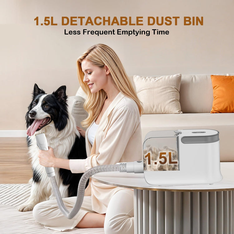 Dog Grooming Vacuum, Dog Grooming Kit with Pet Clipper Nail Grinder, 3 Suction Modes Dog Brush Vacuum with 6 Pet Grooming Tools (Cream)
