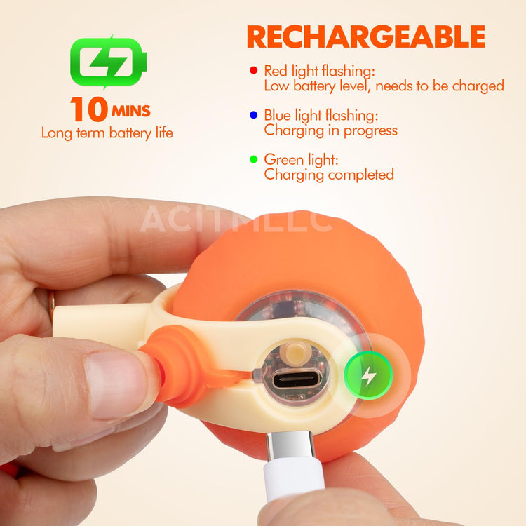 Interactive Cat & Dog Toy Ball, Automatic Moving/Jumping/Bouncing, Smart Pet Chase Ball with Feather Tail, Electric Rechargeable Enrichment Toys for Indoor Bored Cats & Small Dogs (Orange)