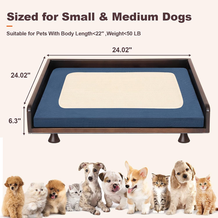Solid Wood Smart Pet Bed with Physical Cooling Technology, Active Air Circulation & Odor Removal, Gentle Downward Airflow Ventilated Bed for Cats & Small Dogs