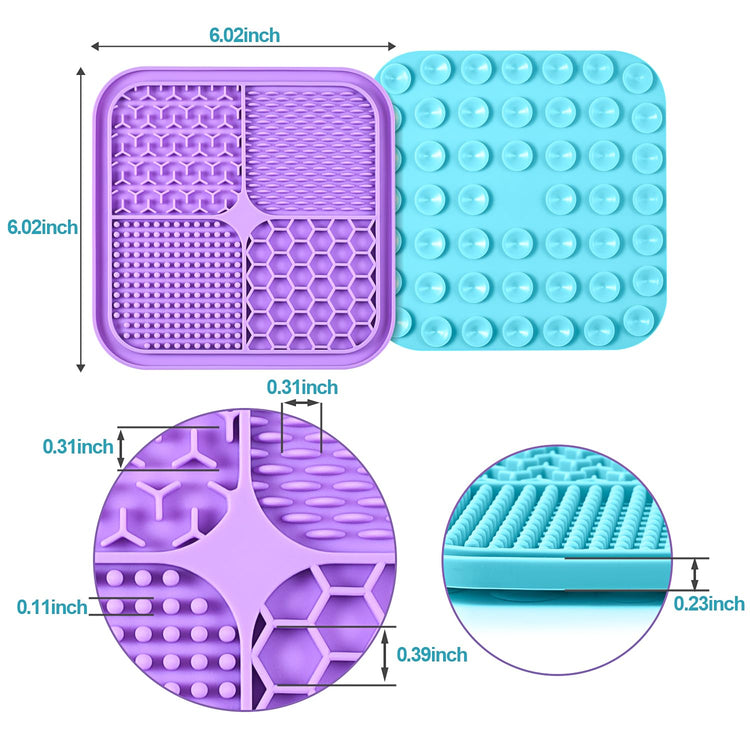 LUKITO Lick Mat for Dogs & Cats 2 Pack with Suction Cups, Dog Lick Mat for Anxiety Relief, Dog Toys to Keep Them Busy, Peanut Butter Licking Pad for Boredom Reducer, Perfect for Bathing Grooming