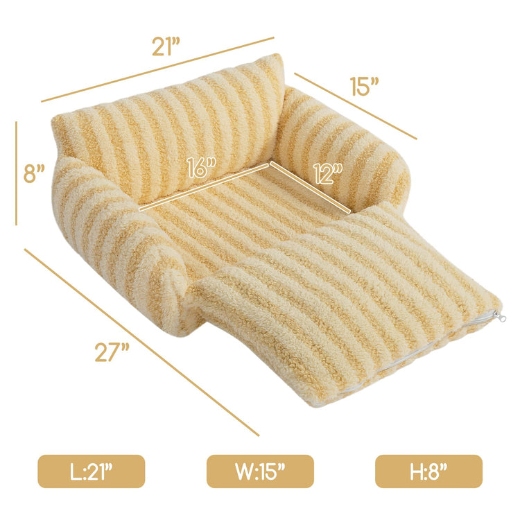 Hollypet Cat Bed Fluffy Plush Multifunctional Double-Layer Machine Washable Soft Warming Kitty Pet Couch Orthopedic Nest Beds for Small Cats Kitten and Dogs up to 13lbs, Khaki(25x20x13 inch)