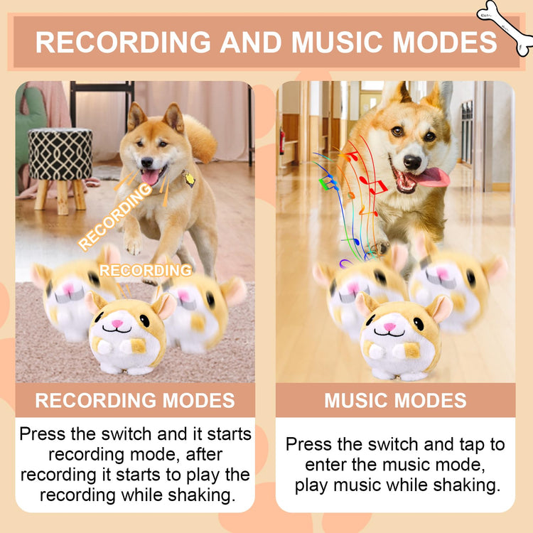 BABORUI Interactive Dog Toys Pig, Jumping Squeaky Dog Toys with Recording and Music Modes, Rechargeable Moving Dog Chew Toys for Small/Medium/Large Dogs to Keep Them Busy(Blue Pig)