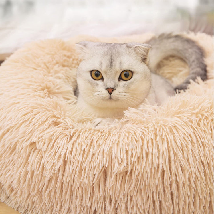 Dog Bed for Small Medium Large Dogs Cats, 20 inch Calming Washable-Round Cozy Soft Pet Bed for Puppy and Kitten with Slip-Resistant Bottom