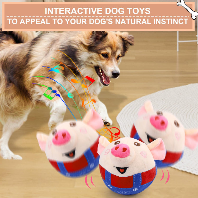 BABORUI Interactive Dog Toys Pig, Jumping Squeaky Dog Toys with Recording and Music Modes, Rechargeable Moving Dog Chew Toys for Small/Medium/Large Dogs to Keep Them Busy(Blue Pig)