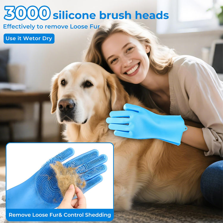 4PCS Pet Pro Grooming Tool | Pet Grooming Rake | Dog Hair Remover | Dog Shampoo Brush 4-in-1 Pet Grooming Kit Suitable for detangling, Hair Removal, Bathing, and Massage