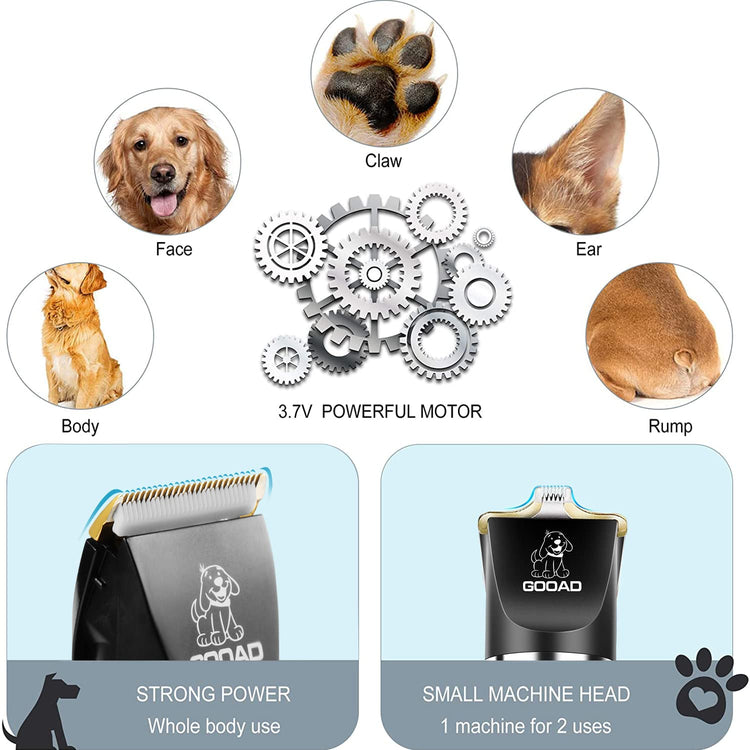 Dog Clippers for Grooming,Dog Grooming Kit for Heavy Thick Hair&Coats/Low Noise Rechargeable Cordless Hair Trimmer/Pet Shaver with Paw Trimmer for Small & Large Dogs Cats