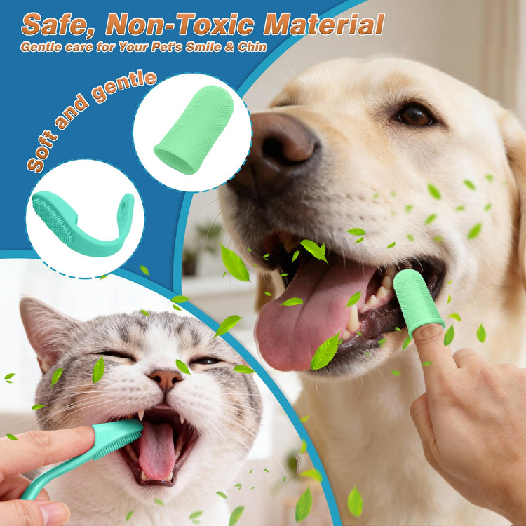 7PCS Pet Grooming Kit for Dogs and Cats，with Storage Bag & Includes Dog Washing Gloveswith High-Density Teeth, Adjustable Handle Dog Shampoo Brush, Dog Finger Toothbrush (Gray)