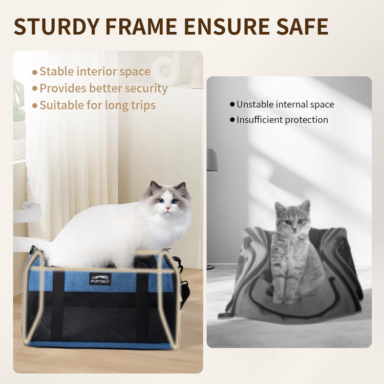 Pet Carrier Airline Approved, Soft Sided Cat Carrier for Small Pets up to 13 lbs, TSA Approved Dog Travel Bag with Foldable Bowl, Portable Soft Sided Pet Carrier for Kittens and Puppies
