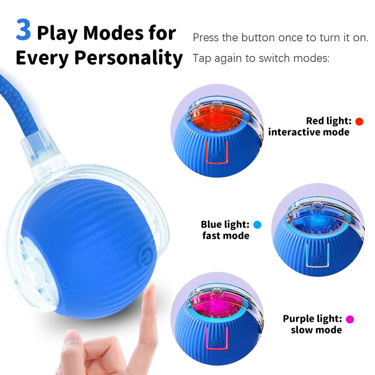 Interactive Cat Toys for Indoor Cats Smart Automatic Ball Rolling for Bored Kitten Pet Upgraded Speedy Moving Chase Dogs Toy Mothers Day Gifts Red