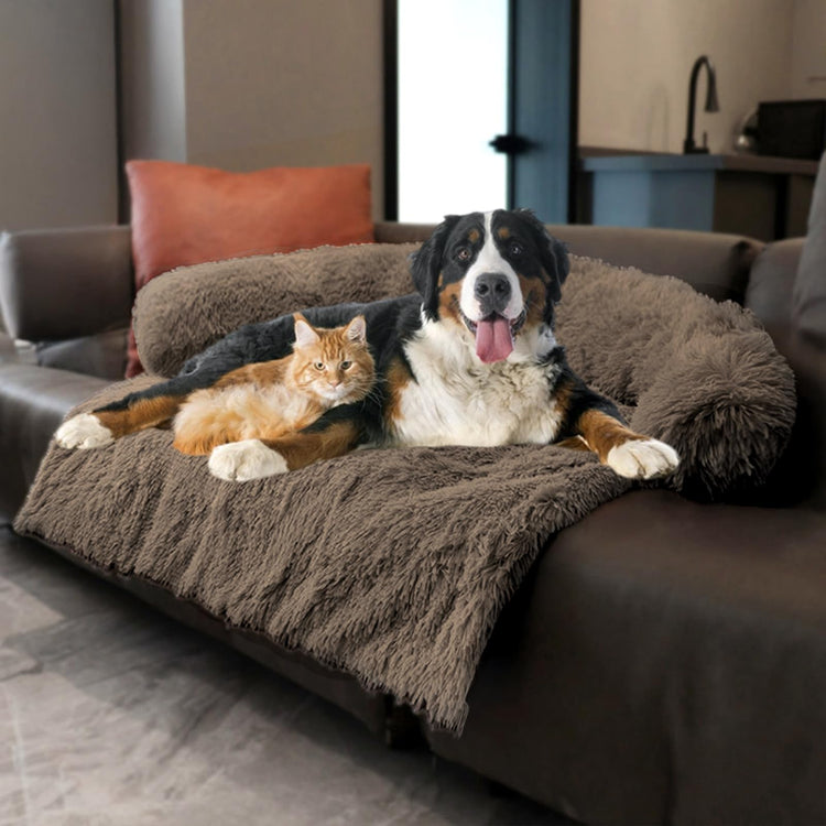 Calming Dogs/Cats Bed Mats, Dog Pad Washable Removable Couch Cover, Plush Long Fur Mat for Pets, Waterproof Lining, Perfect for Small, Medium and Large Dogs and Cats (Gradient Gray, 36"x31")