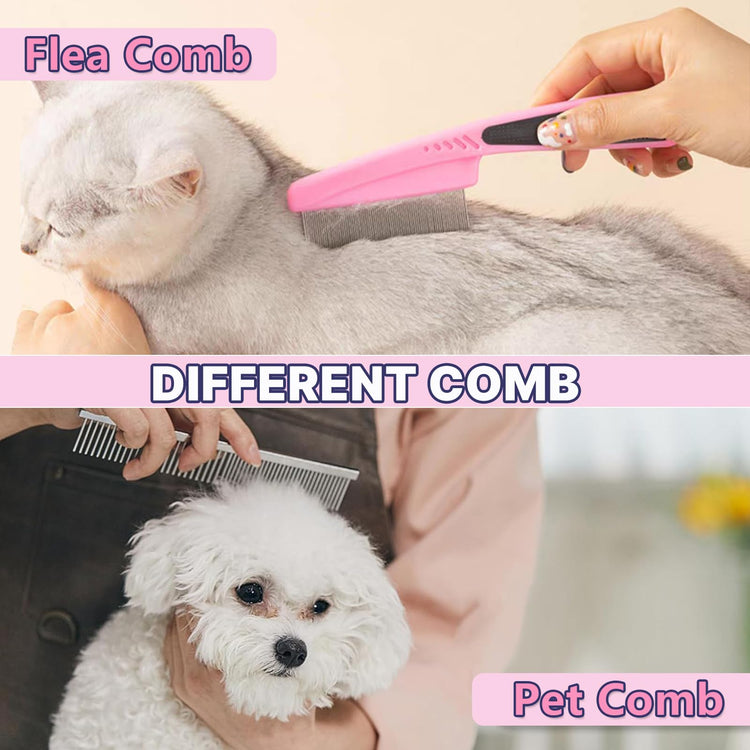 Dog Brush Grooming Kit 6PCS Dog Brush for Shedding-Dogs Brushes for Grooming, Dematting Comb for Dogs, Nail Clipper with Nail File, Flea Comb, Cat Bath Brush-Pink