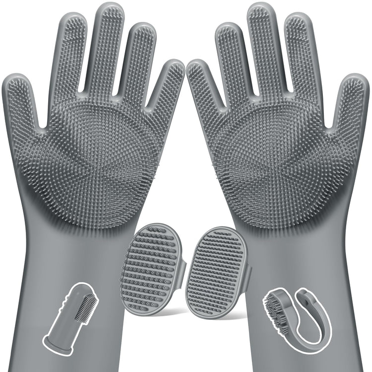 Augwind 6PCS Pet Grooming Kit for Dogs, Cats and Horses | Dog Washing Gloves | Cleanroom Gloves | Dog Bath Brush | Dog Bath Gloves | Dog Shampoo Brush | Dog Bath Supplies (Navy Blue)