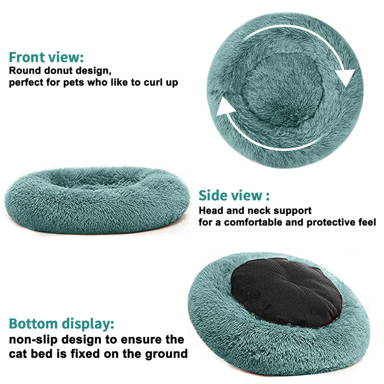 Dog Bed for Small Medium Large Dogs Cats, 20 inch Calming Washable-Round Cozy Soft Pet Bed for Puppy and Kitten with Slip-Resistant Bottom