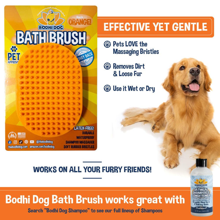 Bodhi Dog Shampoo Brush - Pet Grooming & Bath Supplies for Dogs and Cats - Bath Brush for Long & Short Hair - Premium Scrubber for Shower, Bathing & Massage (One Pack, Silver Glitter)