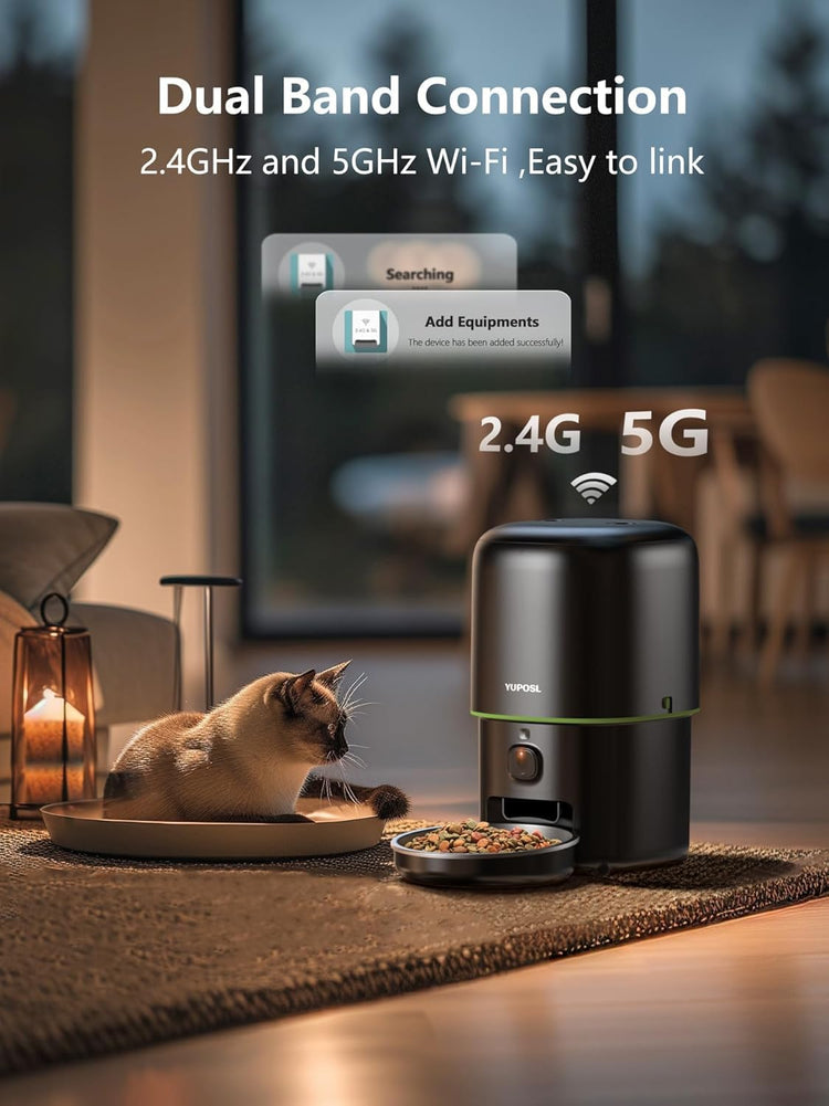 Yuposl Automatic Cat Feeders - 2L Cat Food Dispenser Easy to Use, Timed Automatic Pet Feeder with Over 180-day Battery Life, 1-6 Meals Dry Food Programmable Portion Control Also for Dogs