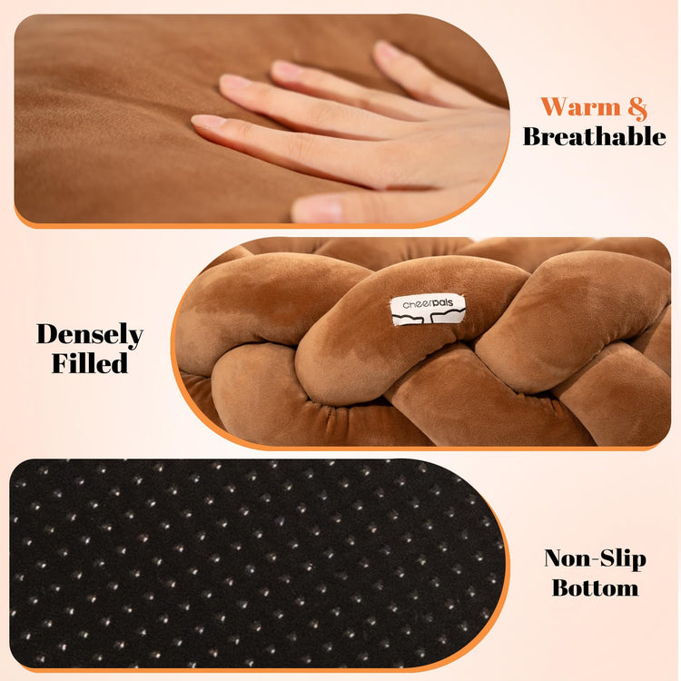 CHEERPALS Weave Cat Bed for Indoor Cats,Cute Pet Bed with Washable Cushion Fluffy Kitty Bed for Small Dog(Dark Gray)