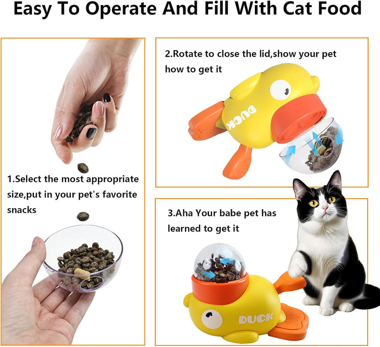 Duck Treat Dispenser with Lick Mat for Dogs to Train Problem-Solving Skills, Prevents Bloating, Dog Slow Feeder Puzzle Toy, Interactive Treat Dispensing Toy for Small Cats, Dogs