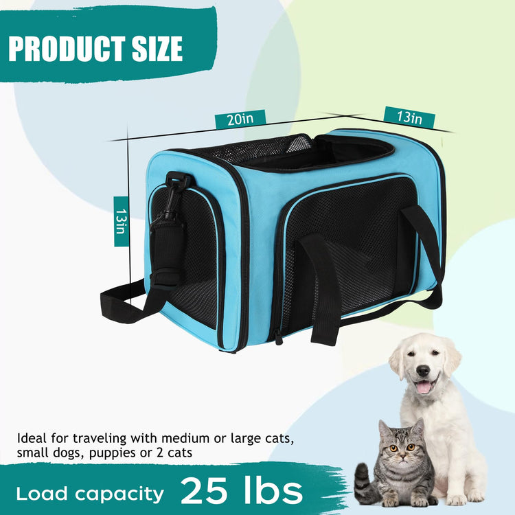 Cat, Dog Carrier for Small Medium Pet Carriers Up to15Lbs, Cats Carrier Soft- Sided Puppy Dogs Bag Portable Foldable Airline Approved Carrier Travel (Green 18 * 11 * 11)