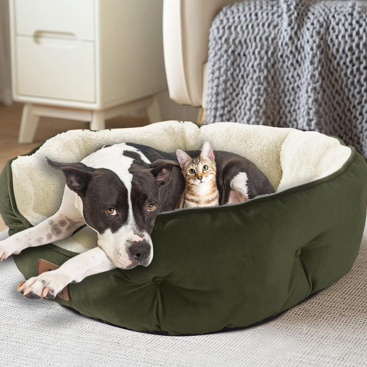 Asvin Small Dog Bed for Small Dogs, Cat Beds for Indoor Cats, Pet Bed for Puppy and Kitty, Extra Soft & Machine Washable with Anti-Slip & Water-Resistant Oxford Bottom, Grey, 20 inches