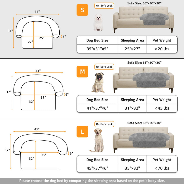 Calming Dog Bed Fluffy Plush Dog Mat for Furniture Protector with Removable Washable Cover for Large Medium Small Dogs and Cats (Small(35x31x5), Light Grey)