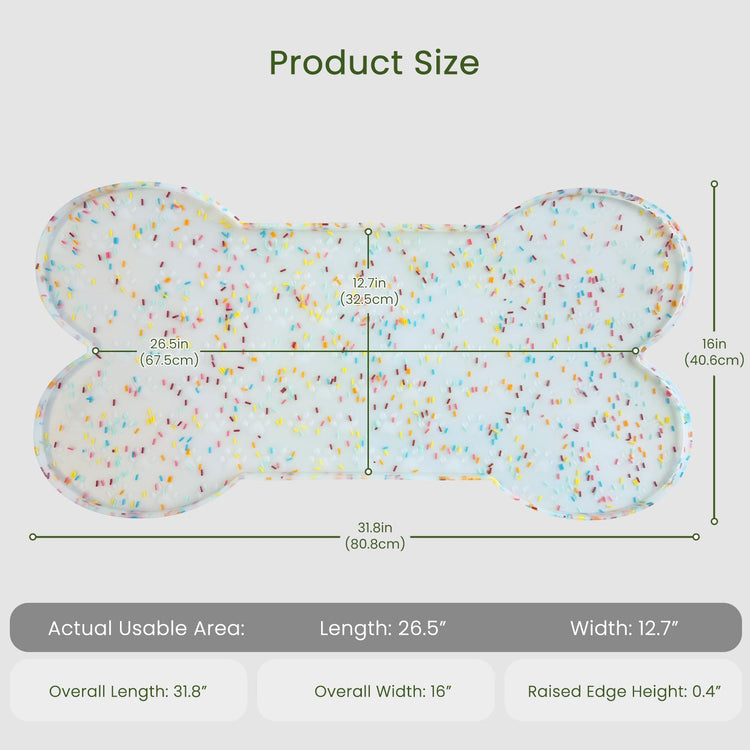 PWTAA Dog Food Mat Anti-Slip Silicone Dog Bowl Mat Thicker Pet Placemat Waterproof Cat Feeder Pad with Raised Edge Puppy Kitten Feeding Mats Suitable Small Medium-Sized Dogs Cats Eating Tray