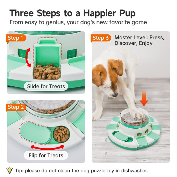 Potaroma Dog Puzzle Toy 2 Levels, Slow Feeder, Pup Food Treat Feeding Dispenser for IQ Training and Entertainment for All Breeds 4.2 Inch Height