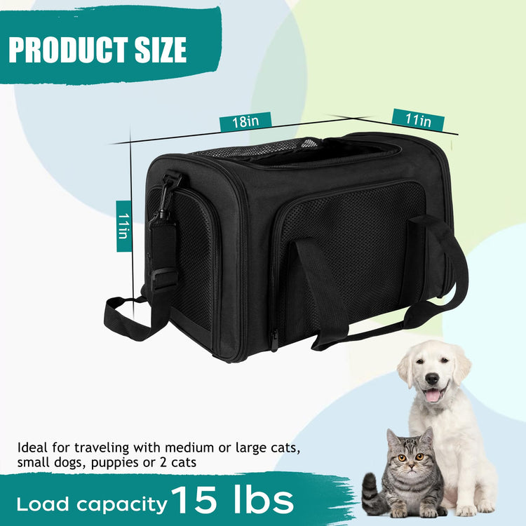 Cat, Dog Carrier for Small Medium Pet Carriers Up to15Lbs, Cats Carrier Soft- Sided Puppy Dogs Bag Portable Foldable Airline Approved Carrier Travel (Green 18 * 11 * 11)