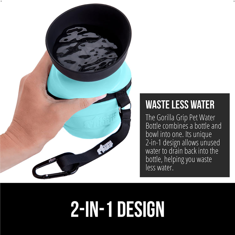 GORILLA GRIP Dog Water Bottle, Portable Water Bowl Dispenser for Dogs, 12 oz Leak Proof Pet Travel Squeeze Bottles, Food Grade Silicone, to Go Puppy Essentials, Hiking Camping Trip Accessories, Pink