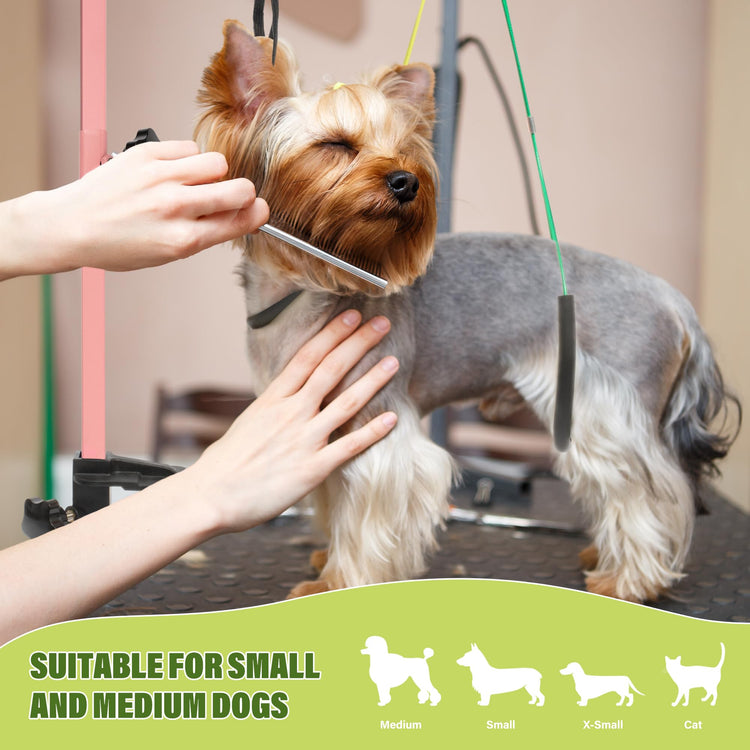 Dog Grooming Arm with Pet Grooming Hammock, getlstub 35" Pet Grooming Table Arm with Adjustable No Sit Haunch Holders, Dog Grooming Stand with Loop Noose for Small and Medium Pets