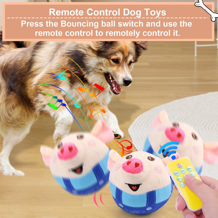 BABORUI Interactive Dog Toys Pig, Jumping Squeaky Dog Toys with Recording and Music Modes, Rechargeable Moving Dog Chew Toys for Small/Medium/Large Dogs to Keep Them Busy(Blue Pig)