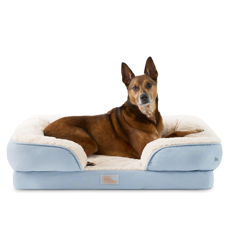 Town & Country Everyday CuddleTown Comfy Solid Bolster Sofa Pet Bed, Supportive & Calming Egg Crate Foam, Non-Slip Bottom, Machine Washable Cover, Grey, Medium 28"x23"x8"
