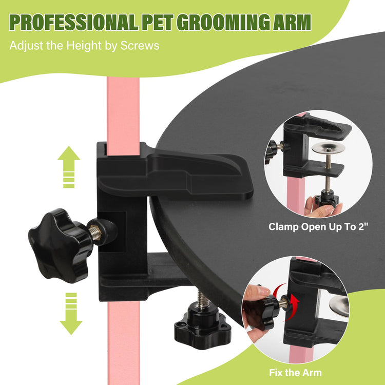 Dog Grooming Arm with Pet Grooming Hammock, getlstub 35" Pet Grooming Table Arm with Adjustable No Sit Haunch Holders, Dog Grooming Stand with Loop Noose for Small and Medium Pets