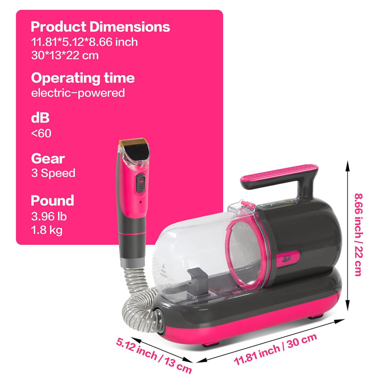 High-Suction Dog Grooming Vacuum for Small & Medium Dogs, Compact Hair Collection System for Regular Trimming & Maintenance, Strong Suction, Low-Mess Indoor Grooming