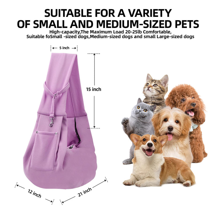 Dog Carrier Sling - Reversible Puppy Carrier Purse with Storage Pocket, Hand-Free Dog Sling Carrier for Carry Small Dogs and Cats, Travel Safety Harness, Dog and Cat Harness(Black)